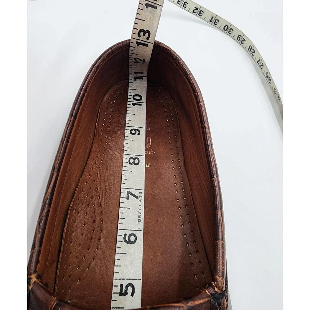 Allen Edmonds Brown Croc-Embossed Leather Loafers
